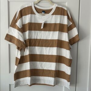 Old Navy Brown and White Striped Tee